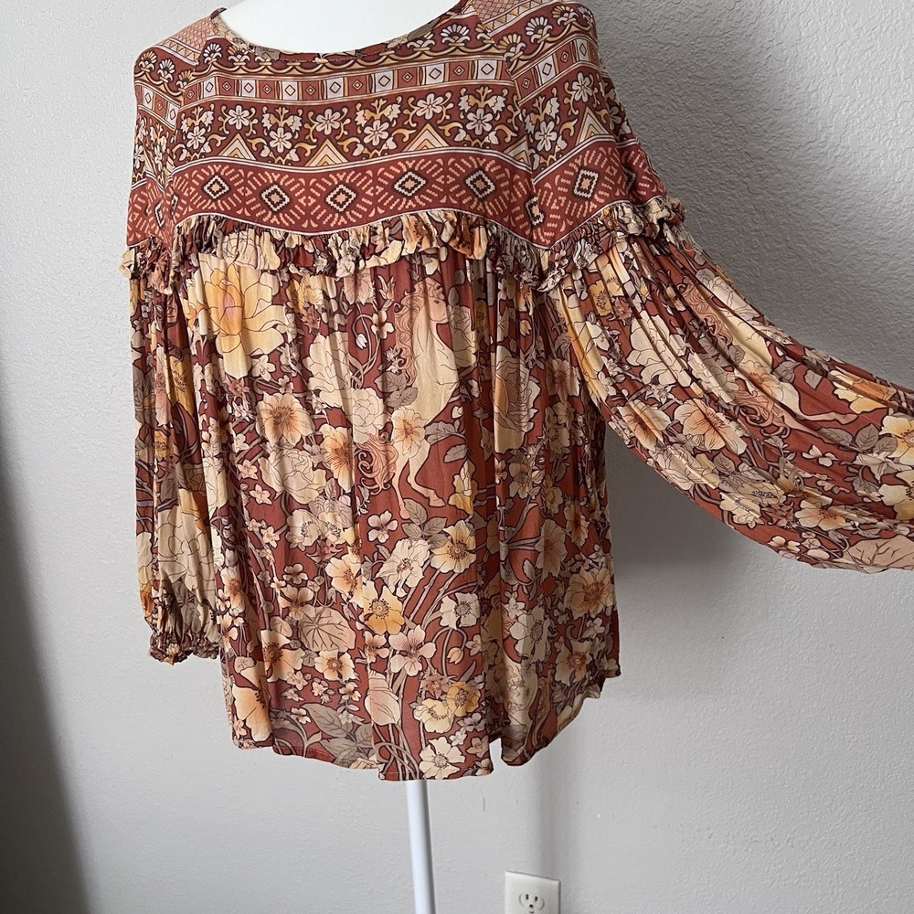 Spell & The Gypsy Collective Amethyst Blouse Amber Boho Floral XXS Fall Fashion